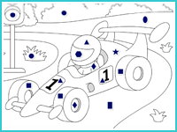 Раскраска по фигурам "Формула 1"